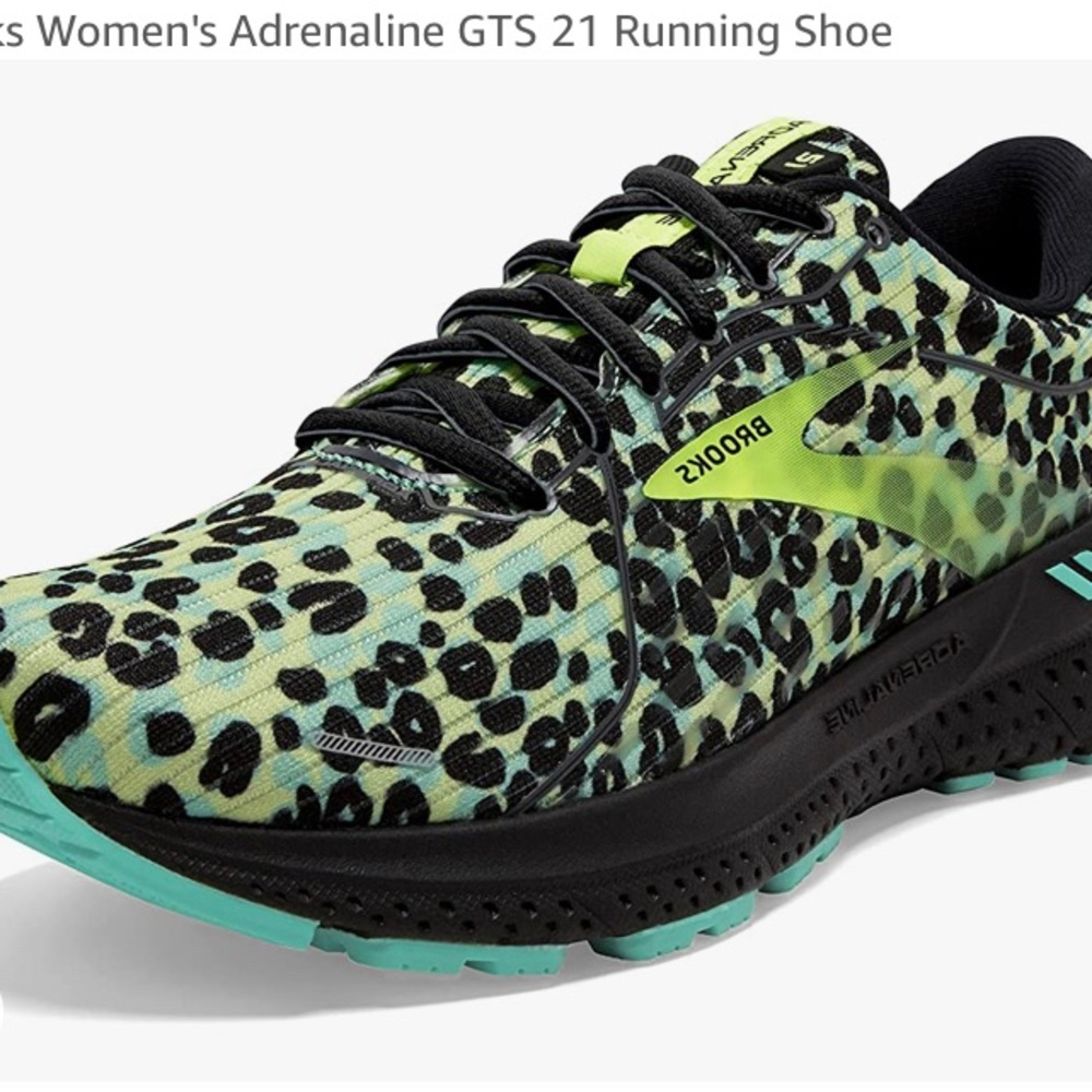 Brooks Women leopard print lime green/black